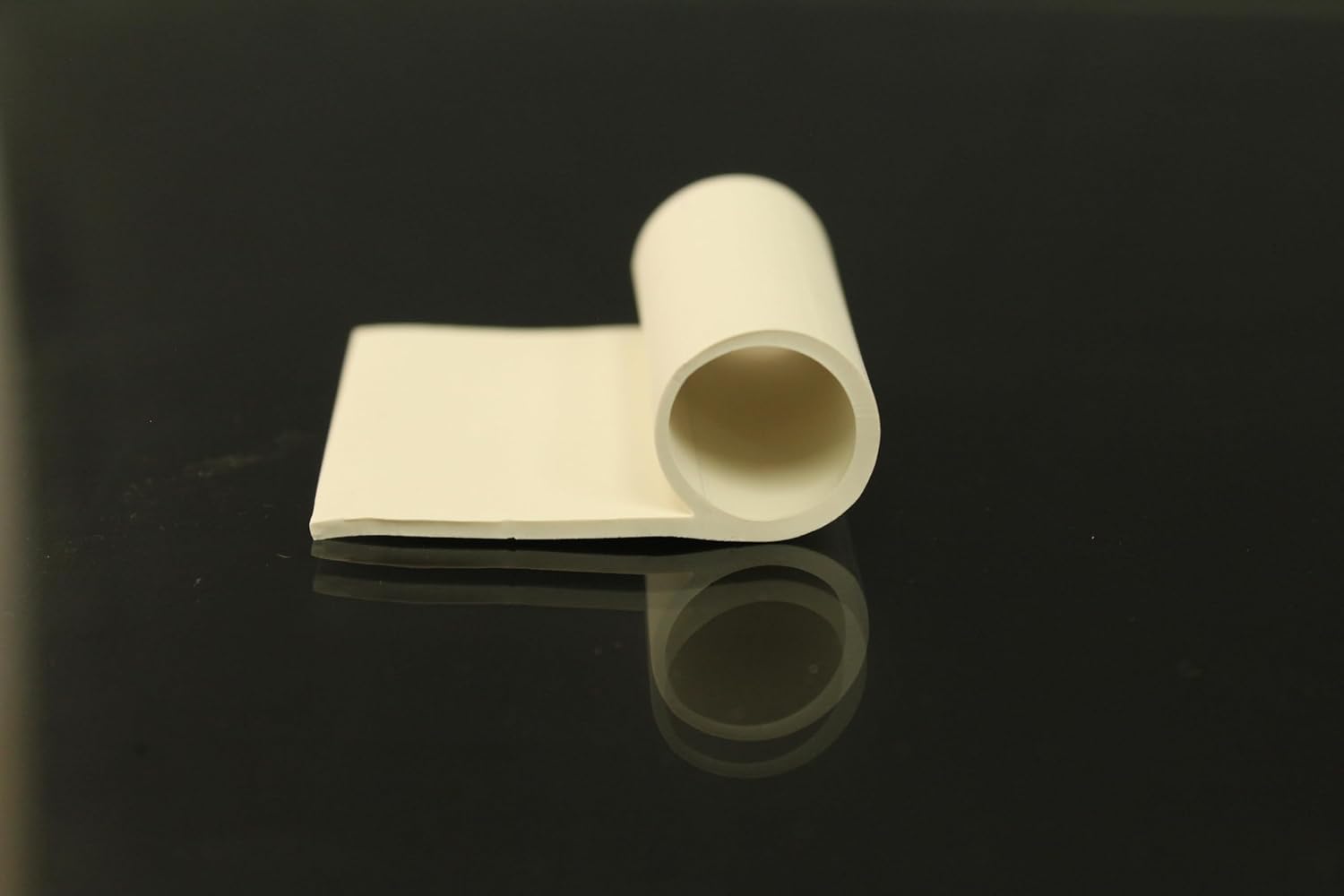 Rubber Seal, P-Shaped, 1.56 in. W, Gasket Weatherstrip, 1-9/16" W, 5/8" H, 1/16" Thickness, Rubber P Channel Gasket Material, 50 FT, White Color