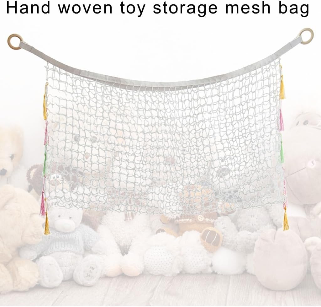 User Friendly Macrames Toy Hammock Storage Net for Space Saving Storage Solution
