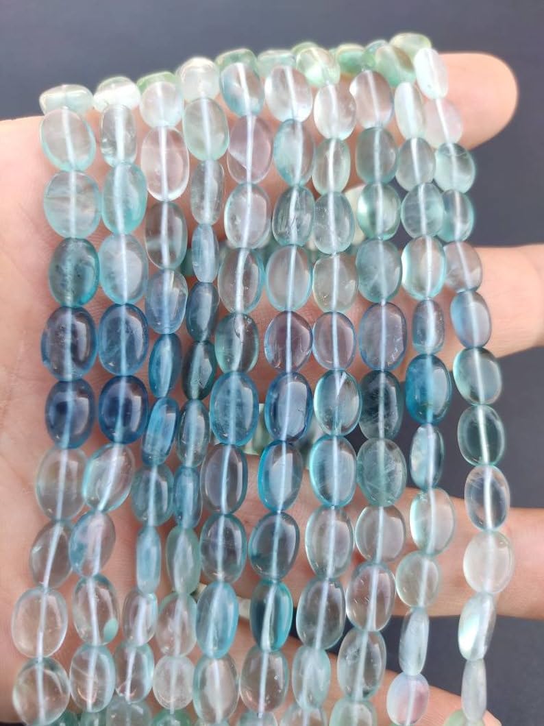 Fluorite naturelle perles ovales de 7x10 mm pour réparer et concevoir vos bracelets