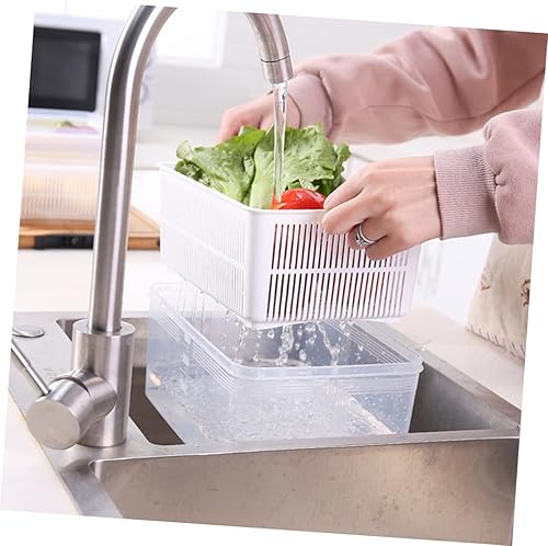 Miniatura 4 de Cesta de almacenamiento de doble escurridor, colador transparente para cocina, multifuncional, soporte para lavado y drenaje para verduras y frutas