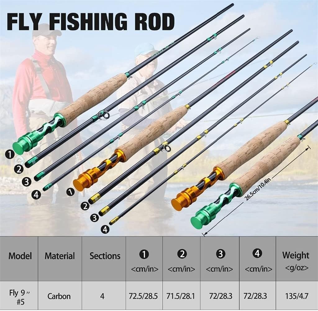 2.7M Fly Fishing Rod Set 5/6 Combo, Fly Rod with Fly Reel Fishing Line, Aluminium Alloy Spool, for Freshwater Saltwater Fishing