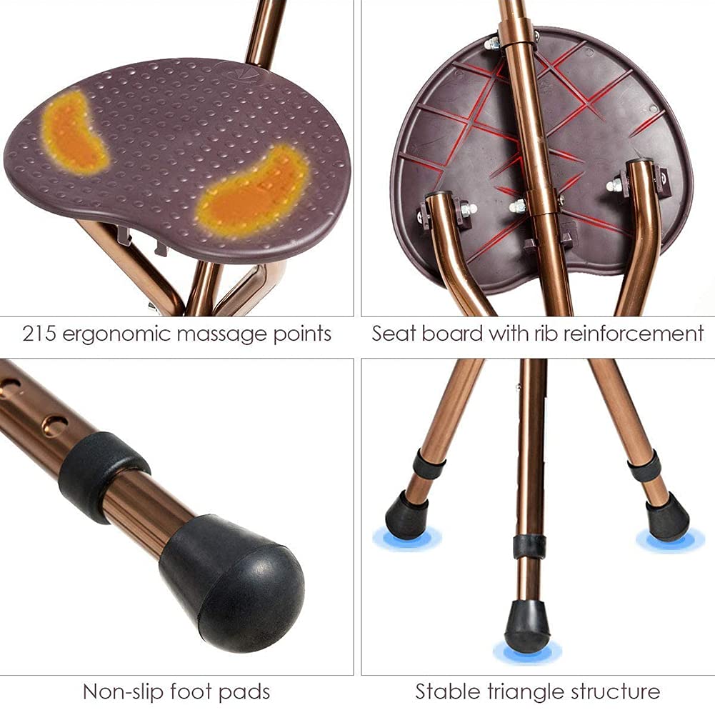 Bastón Plegable con Asiento de aleación de Aluminio, bastón para Caminar, Silla con muletas Ajustable en Altura para Personas Mayores, Ancianos discapacitados, Moderno Chaser of Light