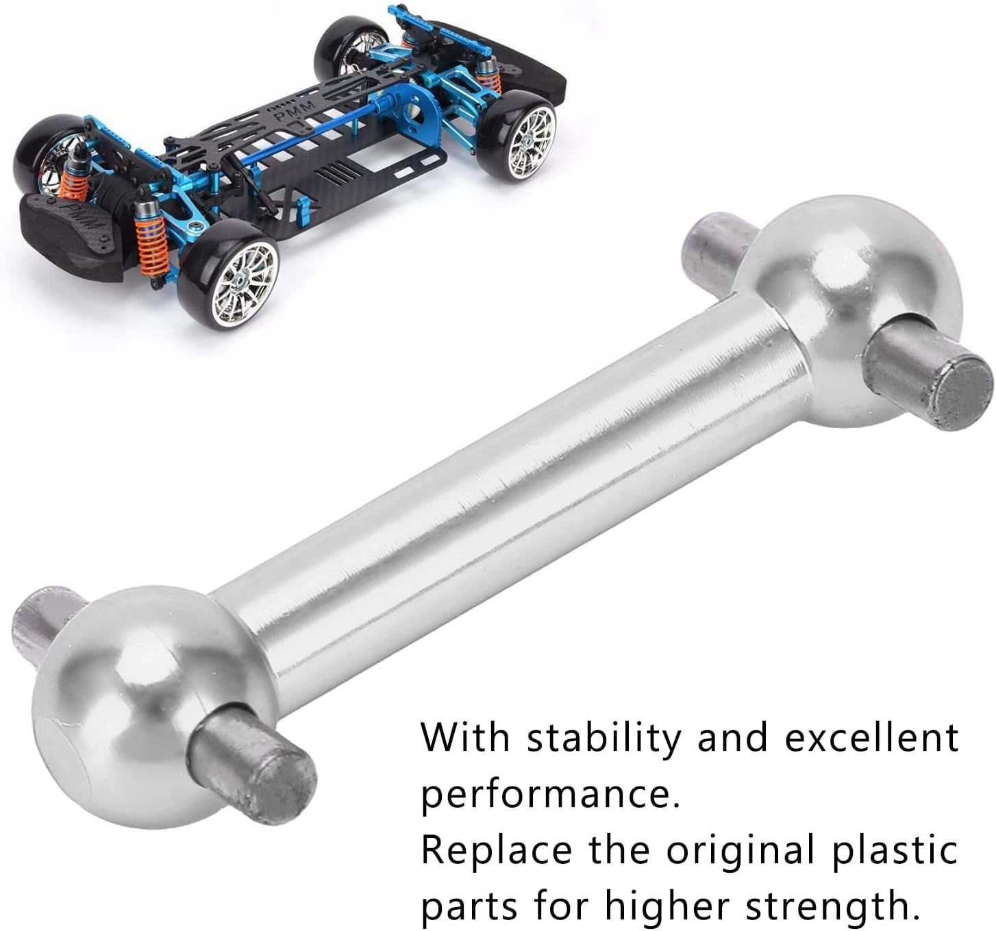 Dog Bone Shaft, 4PCS Aluminum Alloy Dog Bone Drive Shaft Set for TT01 TT02 RC Car Upgrade Parts(Silver)
