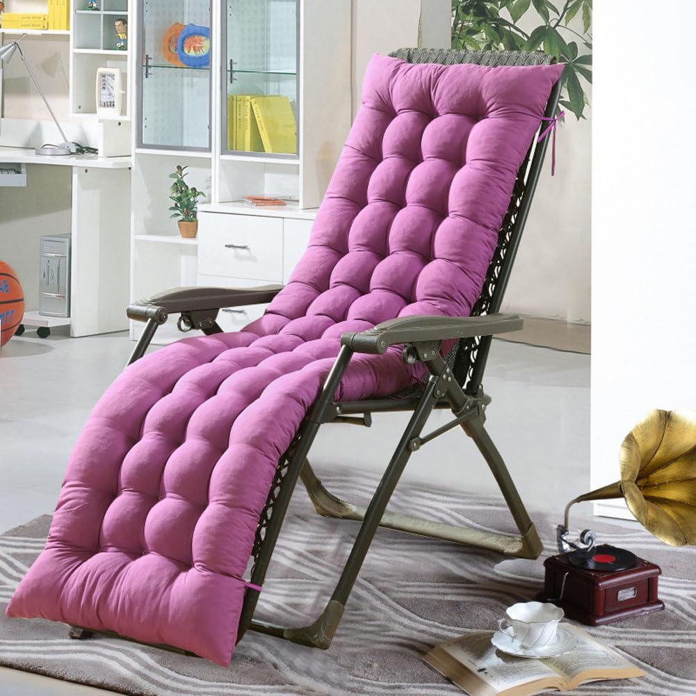 High Back Chair Cushion Wooden Rocking Relaxer Pads, Garden Summer Sun Lounger Cushion Seat Pad for Indoor Outdoor, Travel Holiday Portable Recliner Pad (170x48cm,Purple)