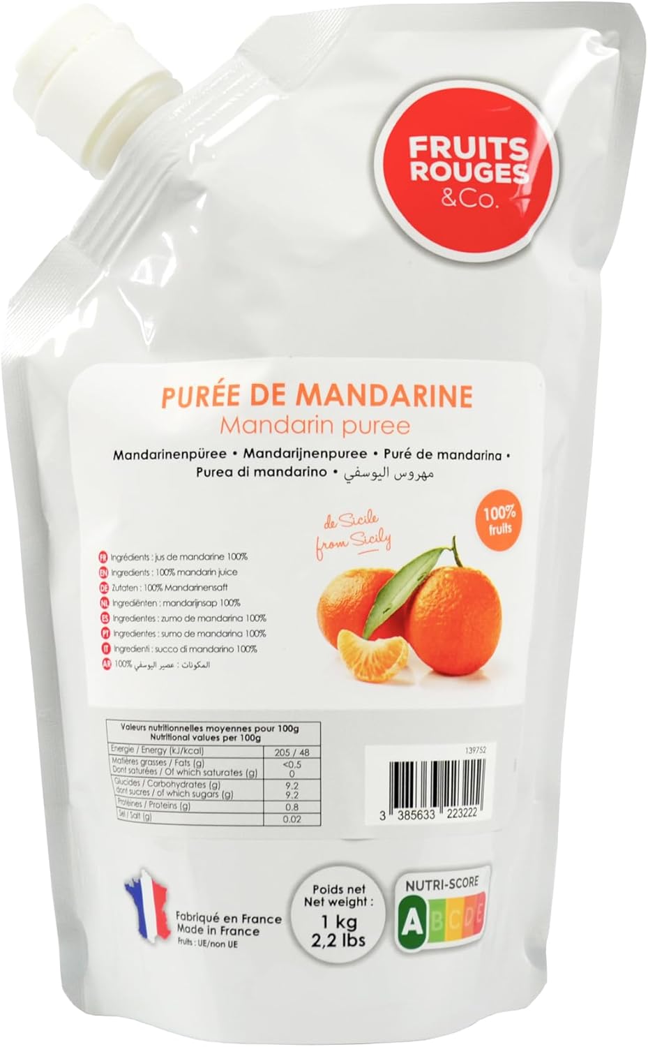 Purée de fruits - Mandarine 1kg - FRUITS ROUGES & Co. : Amazon.fr: Epicerie
