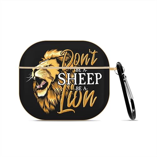 Be A Lion - Funda compatible con AirPods 3, bonita funda chapada en oro de 3ª generación con llavero protector duro Gen 3 diseñada para Apple AirPod