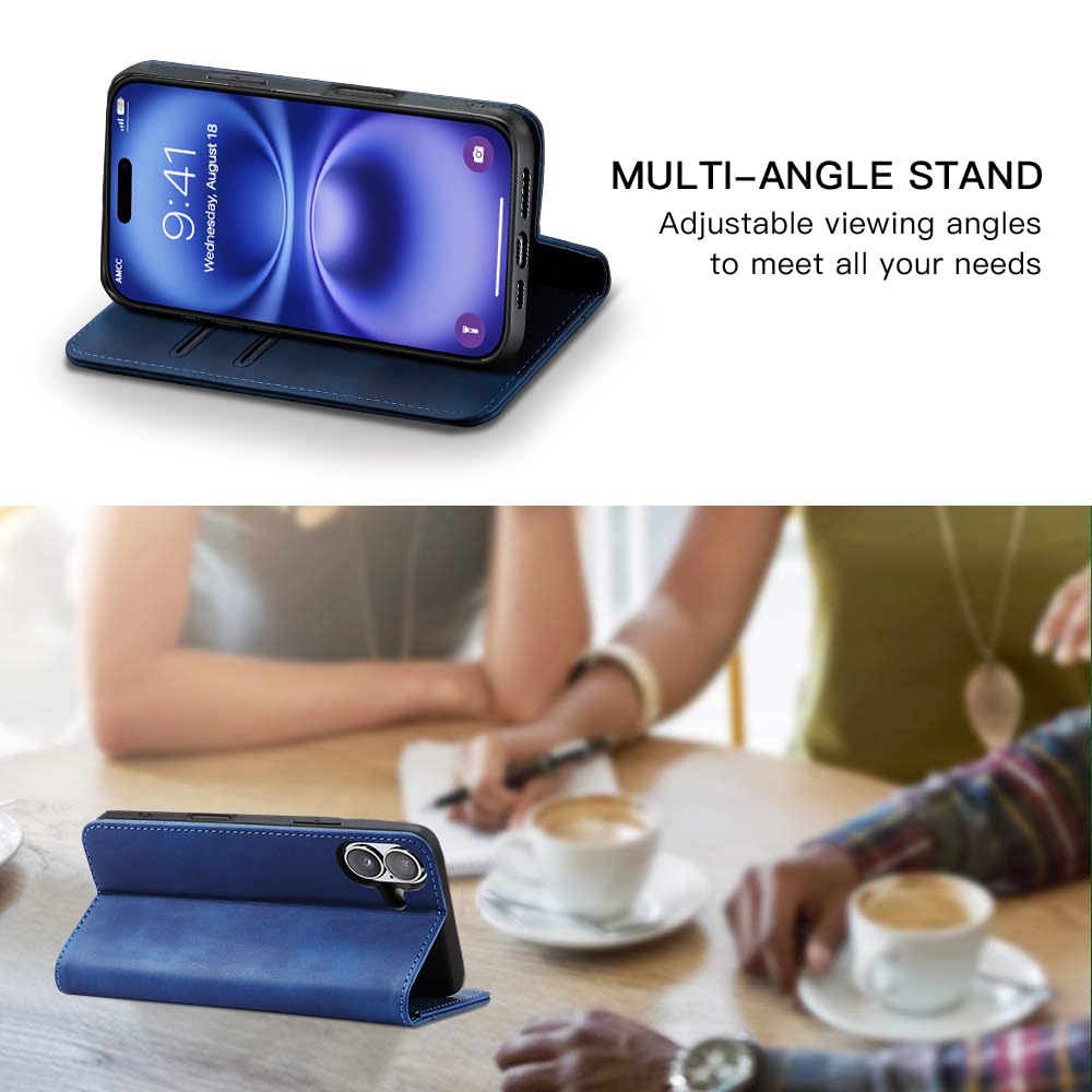 CHENHAOJUN - Custodia in pelle per iPhone 16 Pro Max/16 Pro/16 Plus/16, con blocco RFID, con scomparto per carte di credito, chiusura magnetica, rosa, 16 Pro