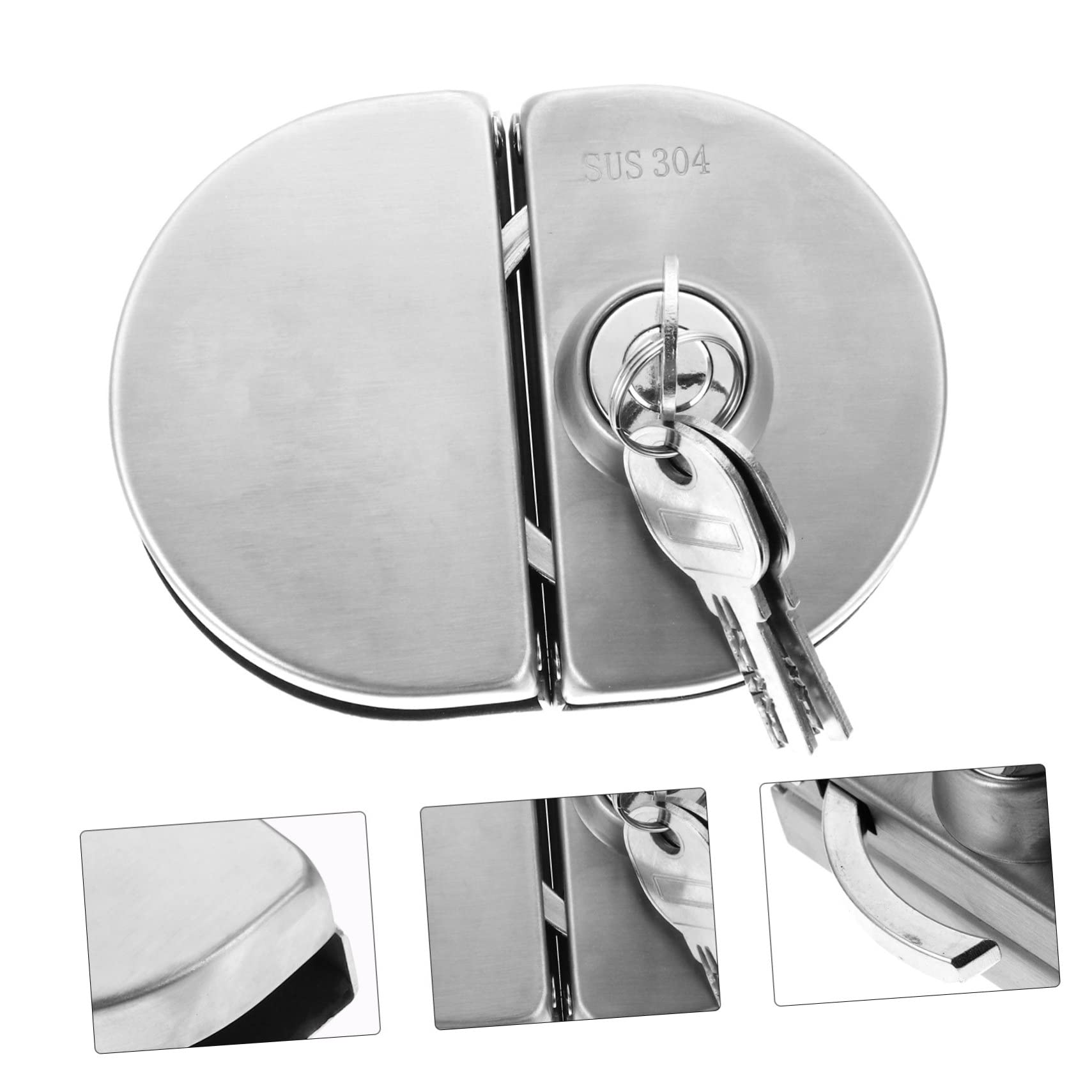 DOITOOL Serrure de Porte Vitrée Robuste en Acier Inoxydable Argenté avec Double Pêne pour Porte Double Battante, Sécurité Renforcée et Performance Fiable pour Maison Familiale