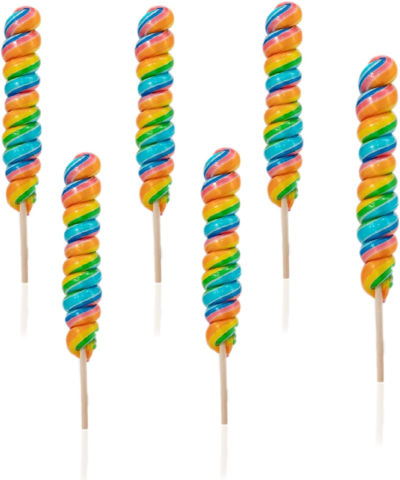 Candy Paradise Lollipop Rainbow Twister Lollies 50g Kids Party Bags Sweets. Halal Vegan. Cake Toppers & Party Favours Great Value. Assorted Colours (6)