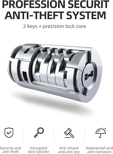 Miniatura 6 de ROCKBROS Juego de candados para bicicleta de alta resistencia con cable de acero de seguridad de 4 pies, cerraduras en U para bicicleta con llaves