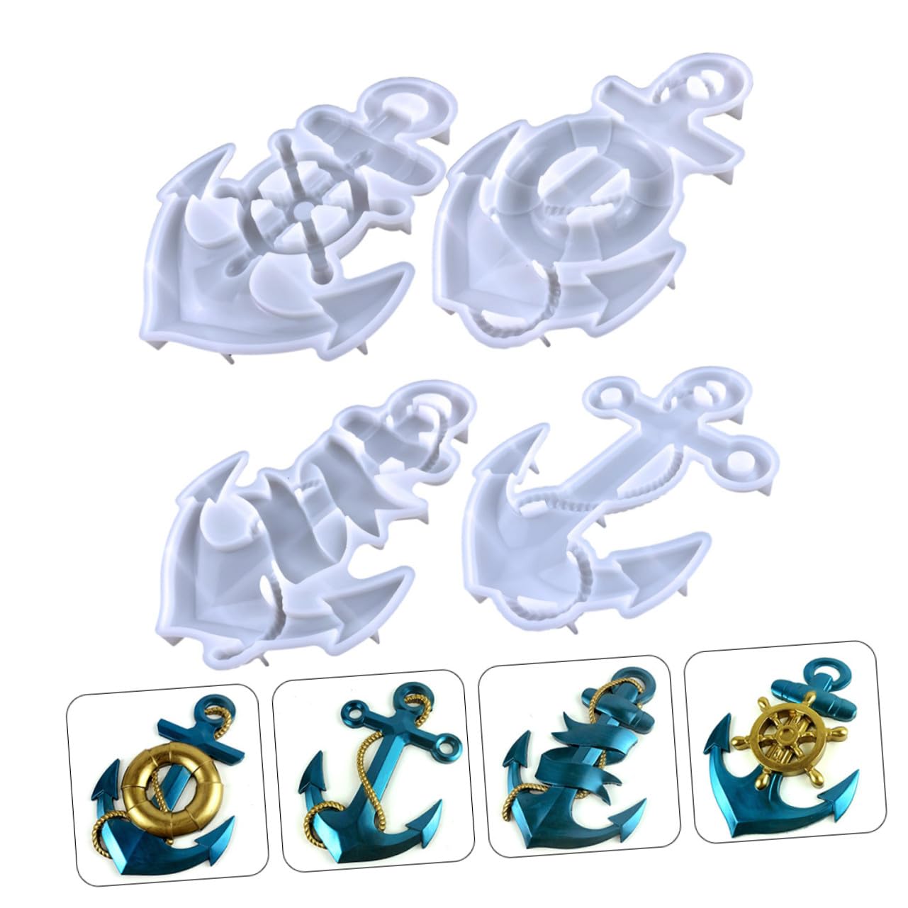 Angoily Stampo in Silicone a Forma Di Ancora 4 Pezzi Per Fai Da Te Decorazioni Murali, Materiale Flessibile Sicuro, Senza Odore, Per Creazioni Artigianali Personalizzate