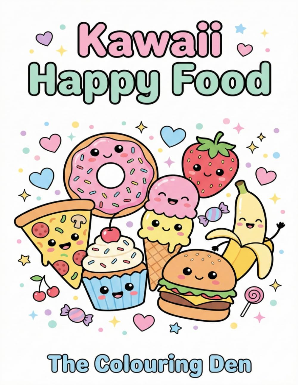 Bold and Cute Kawaii Happy Food Colouring Book (The Colouring Den Colouring Books)