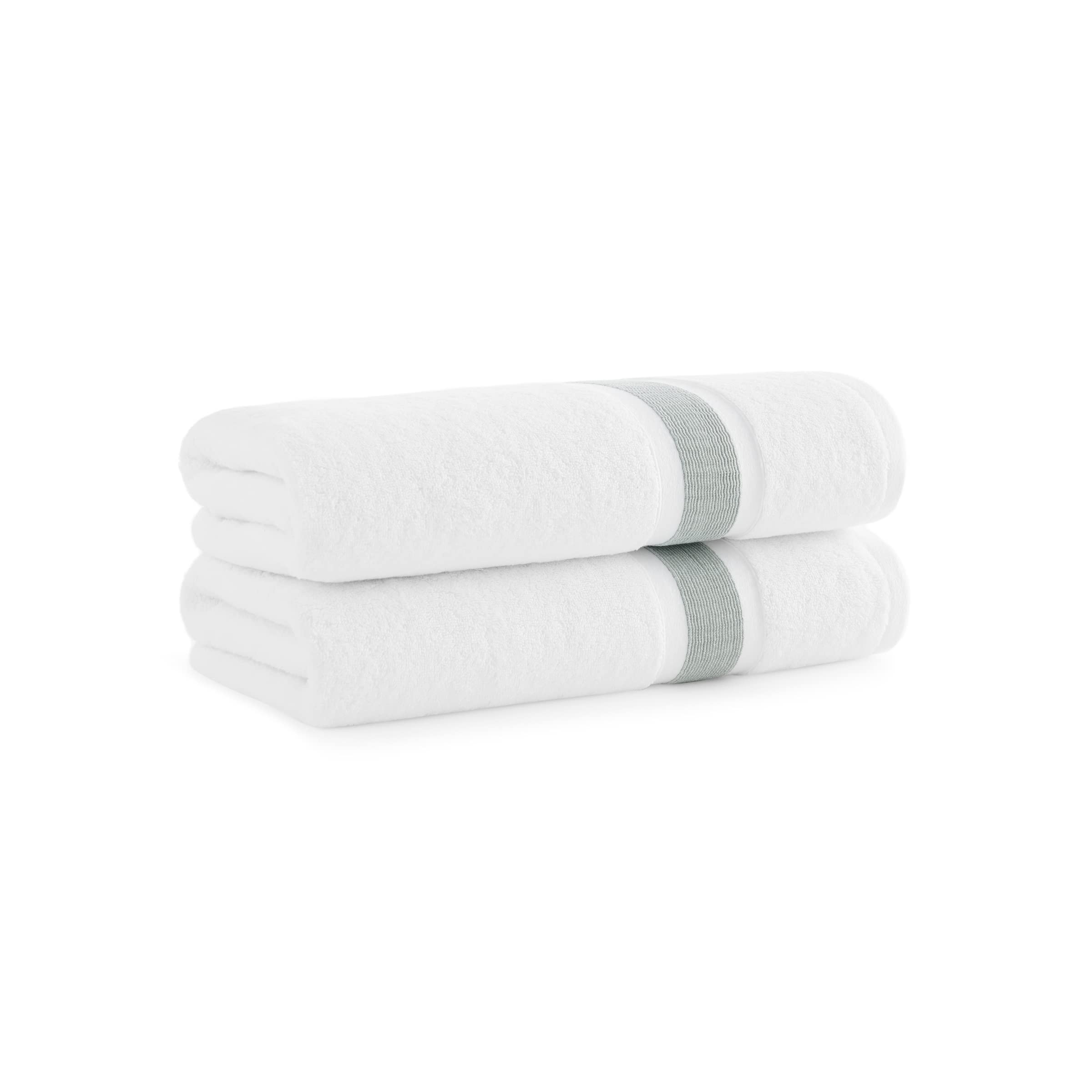 Aston & Arden Juego de 2 toallas de baño turcas a rayas, extrasuaves y afelpadas con el mejor algodón Egeo de fibras largas, 600 GSM, toalla de lujo para spa, hotel y baño, 30 x 60 pulgadas, color