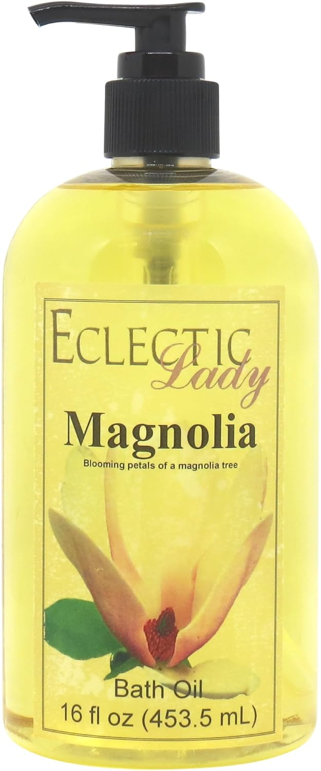 Magnolia Bath Oil - Scented Body Oil - Relaxing & Moisturizing Bathing Oil - Fragrance Body Oil For Dry & Rough Sensitive Skin - 16 oz