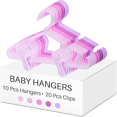 Miniatura 107 de Hsei Baby Hangers with Clips, Plastic Kids Pants Hangers for Nursery Closet, Top and Bottom Clothes Hanger Set for Newborn Child Infant Toddler Boys