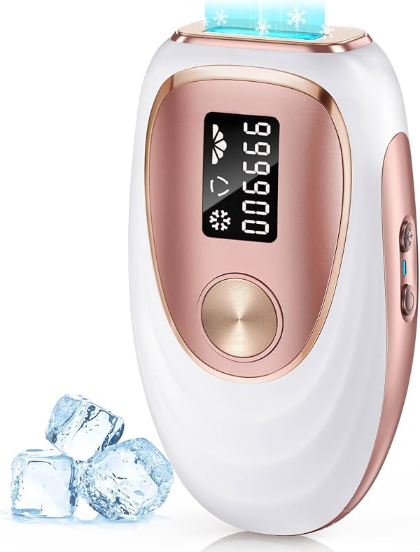 Depilación Láser para Mujeres y Hombres, Dispositivo IPL en Casa con Enfriamiento de Hielo | Contacto Frío de 45°F, Sin Dolor y Suave, Resultados Visibles en 3 Semanas, Cuerpo Completo, Cara y Línea del Bikini, Dorado