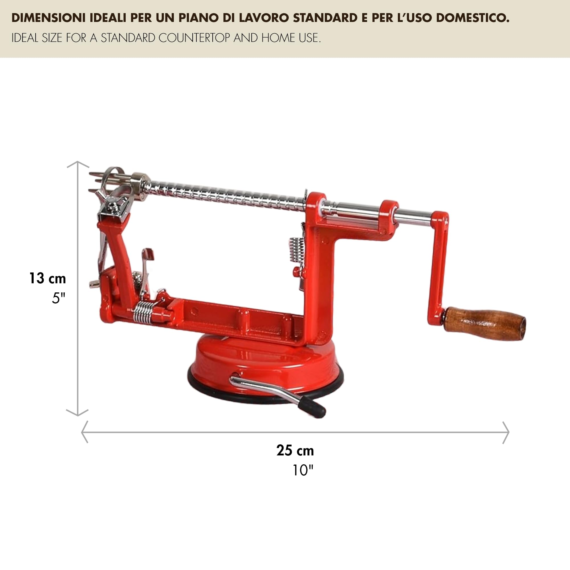 La Bonne Graine - Sbuccia Mele Manuale con Ventosa – Pela, Affetta e Toglie il Torsolo – Acciaio Inox – Stabile e Resistente – Accessorio Cucina