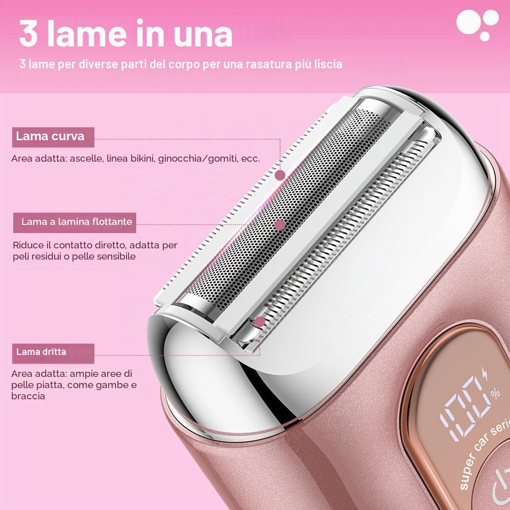 Rasoio da donna [2025 Nuovo] 3D Triple Rasoio intimo per donne, rasoio elettrico da donna, per zona bikini, ascelle, gambe
