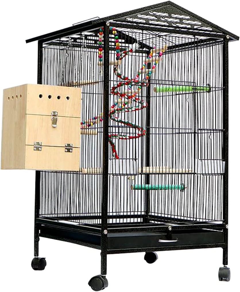 Jaulas para Pájaros con Pedestal Villa De Pájaros De Lujo Duradera De Alambre De Hierro, Jaula para Loros con Columpio, Jaula Espaciosa del Pájaro del Espacio Grande (Color : Black-set1)