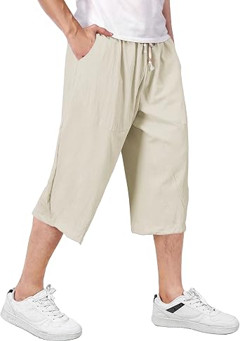 MAGCOMSEN Men's Capri Pants with 4 