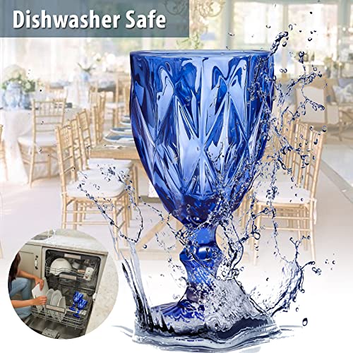 Blue Glasses Goblets, Drinkware 12 Ounce Water Glasses Wine Glasses Set Of 6.Great For Party,Wedding #TOP4
