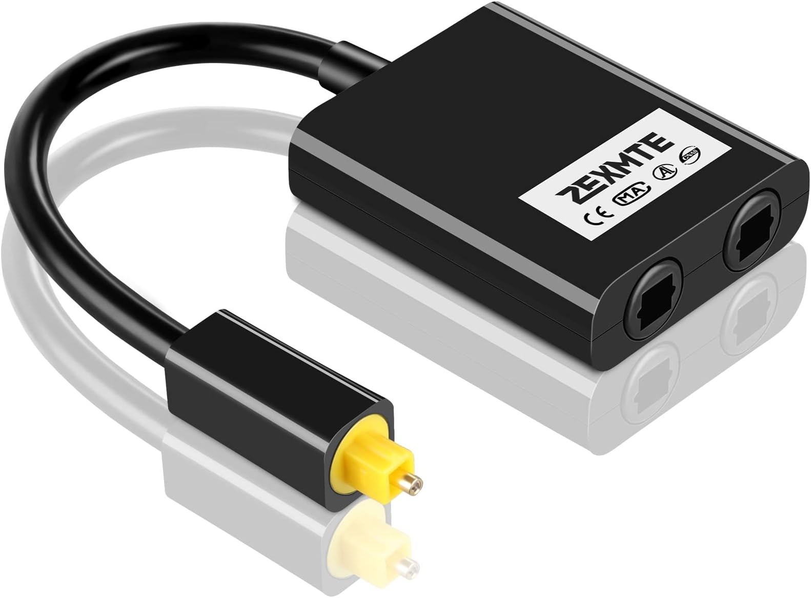 ZEXMTE Microware Digital Optical Fiber Splitter 1 in 2 Out Optic Audio Splitter Fiber Optical Cable Splitter-Black