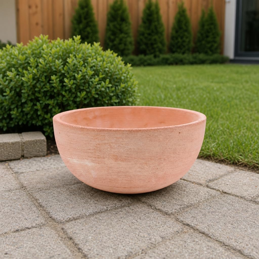 Palatina Werkstatt Pot de fleurs moderne en terre cuite – Bac à plantes rond de 29 cm ou Ø 50 cm – Pot de fleurs décoratif pour terrasse, jardin, balcon et salon (50 cm de diamètre)