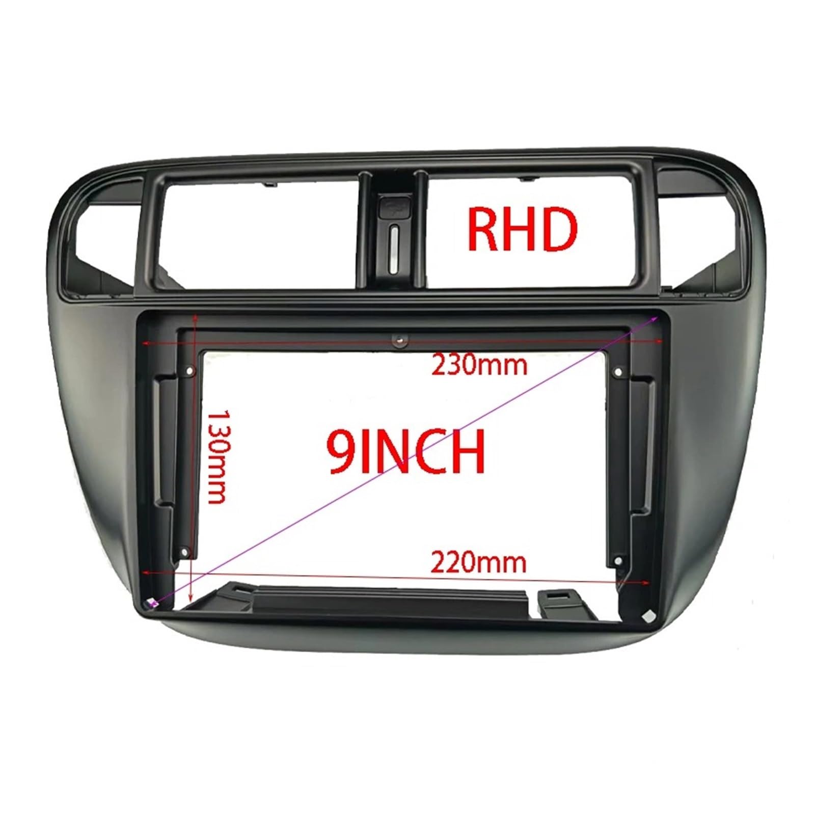 Für Civic 1996-2001 7/9 Zoll Auto Fascia Radio Panel Dash Kit Installieren Facia Konsole Lünette Platte Trim Abdeckung Auto Audio Rahmen(9INCH Frame)