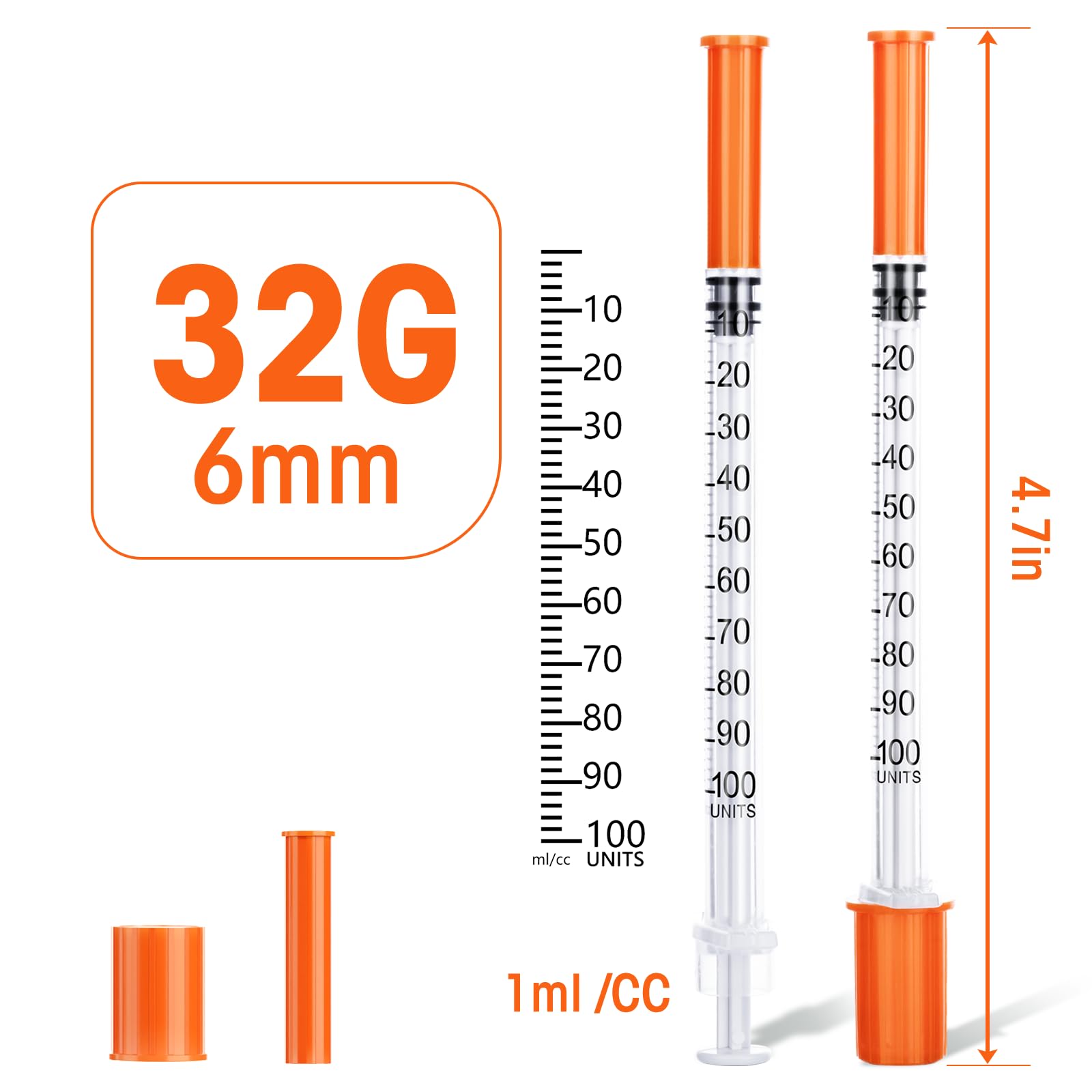 100 Stück 1 ml/cc Kunststoff Mehrzweck Messwerkzeug(32g 6mm), Einzeln verpackt für Flüssigkeitstrennung, Dosierung, Laborzubehör (100)