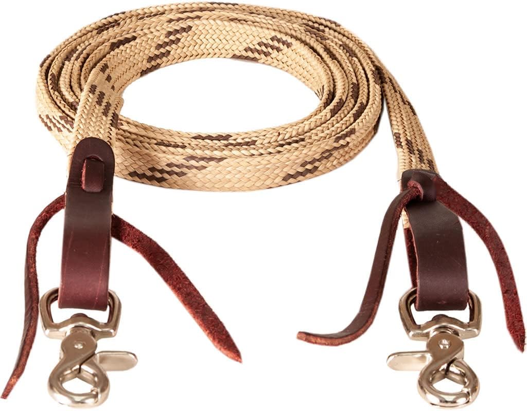 MUSTANG 5/8in x 8ft Waxed Tape Roping Rein Tan/BRN