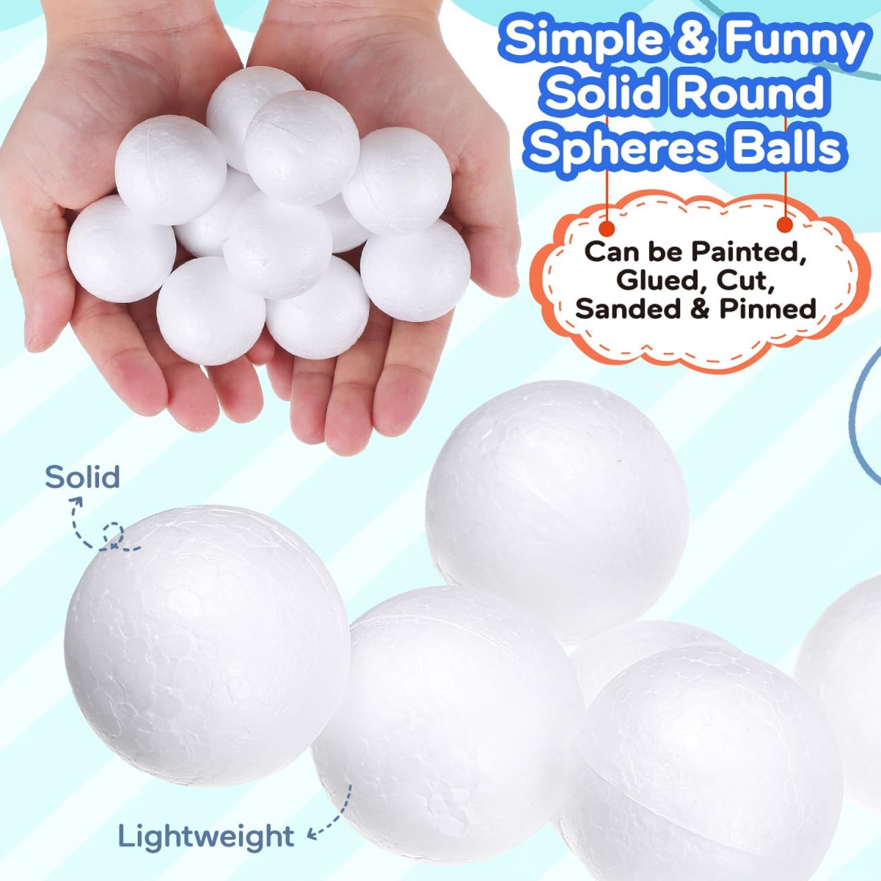 Zerodeko 100 Pcs 1.49 Inch Craft Foam Balls White Solid Spheres for DIY Art Projects Molecular Model Making Christmas Tree Ornaments Wedding Party and Festive Decorations