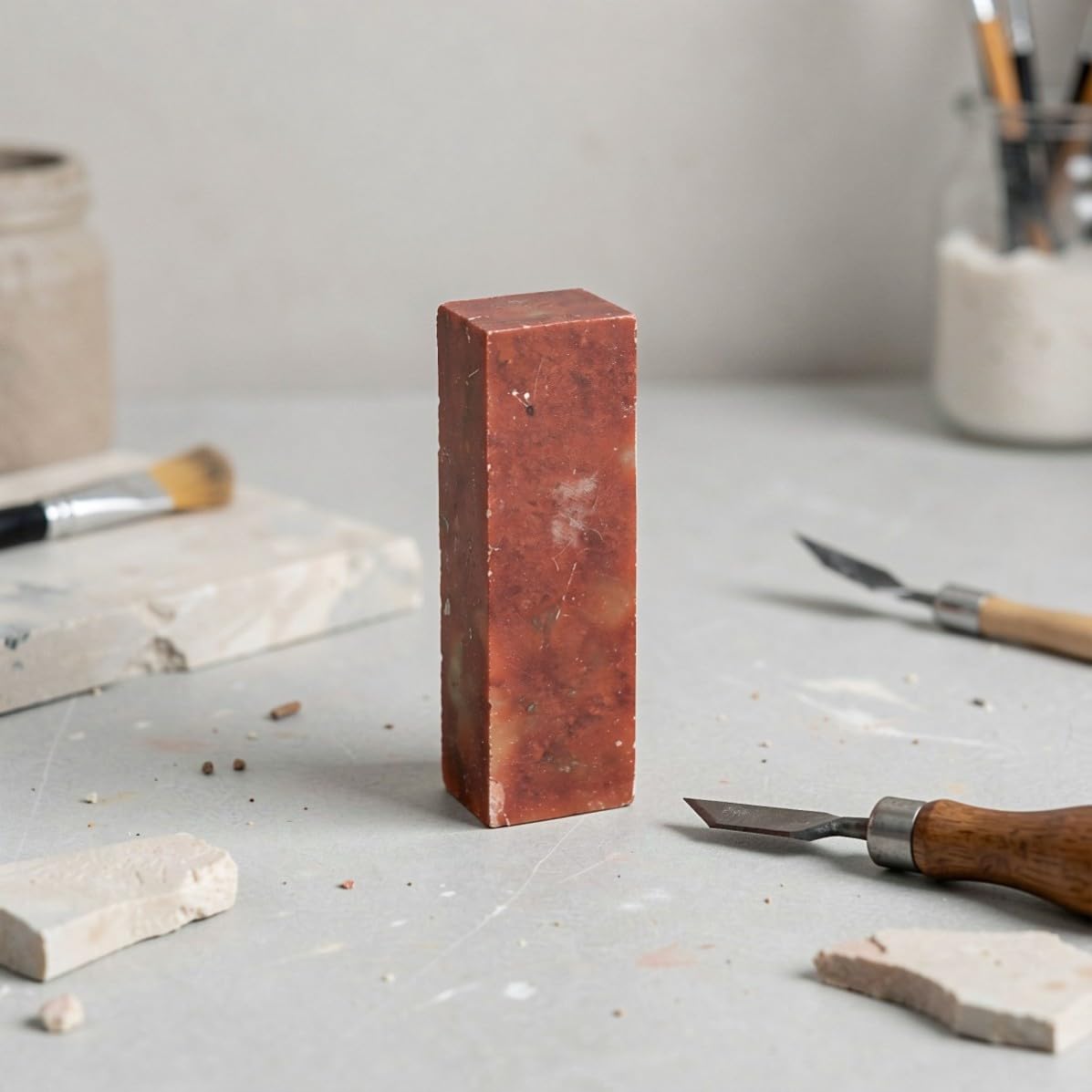 4pcs Unfinished Square Stone Seal Craft Supply for Engraving
