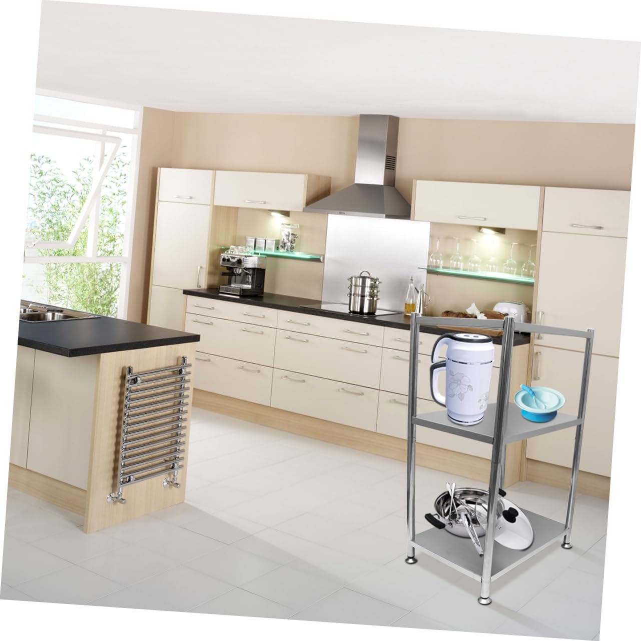 ABOOFAN Multifunctional Kitchen Storage Rack Three Layer Shelf for Home and Restaurant Space-Saving Design Material Easy Organization for Cutlery and More