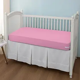 Capa Para Colchão de Berço Malha Gel Grossa Lisa Lavável C/Zíper Ajustável Reforçada 1,30cm x 70cm (Rosa bebê)