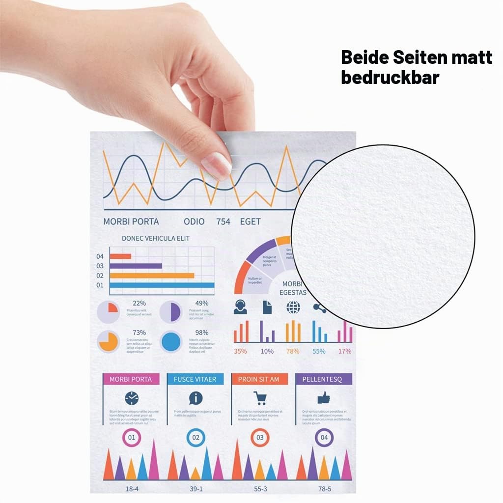 Thick A3 Plus A3+ 13x19 doppelseitig matt – Fotopapier 260 g/m², 60 Blatt, Tintenstrahlpapier, bedruckbar für Menüs, Kalender, Tintenstrahldrucker.