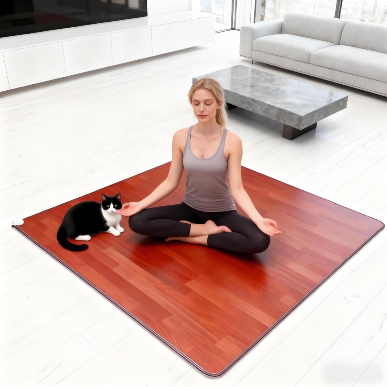 Heated Floor Rug, Electric Heated Mat with Timer, Waterproof Fast Heating, Ideal for Living Room, Study, Playroom, 200 x 300 cm