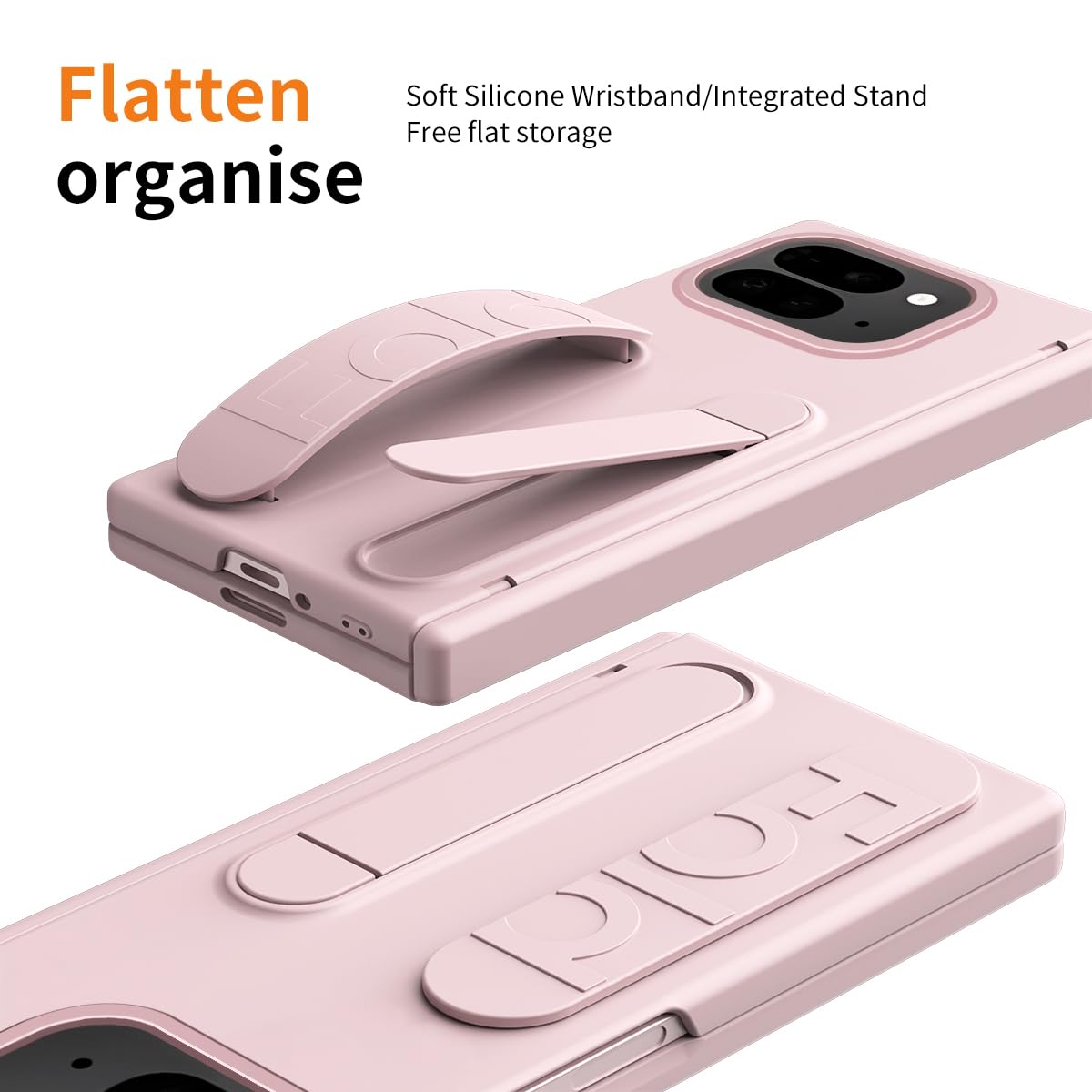 ZQYFCDZ Case for Google Pixel 9 Pro Fold, Silicone Wrist Strap, Portable Stand, All-Inclusive Hinge Protection - Image 4