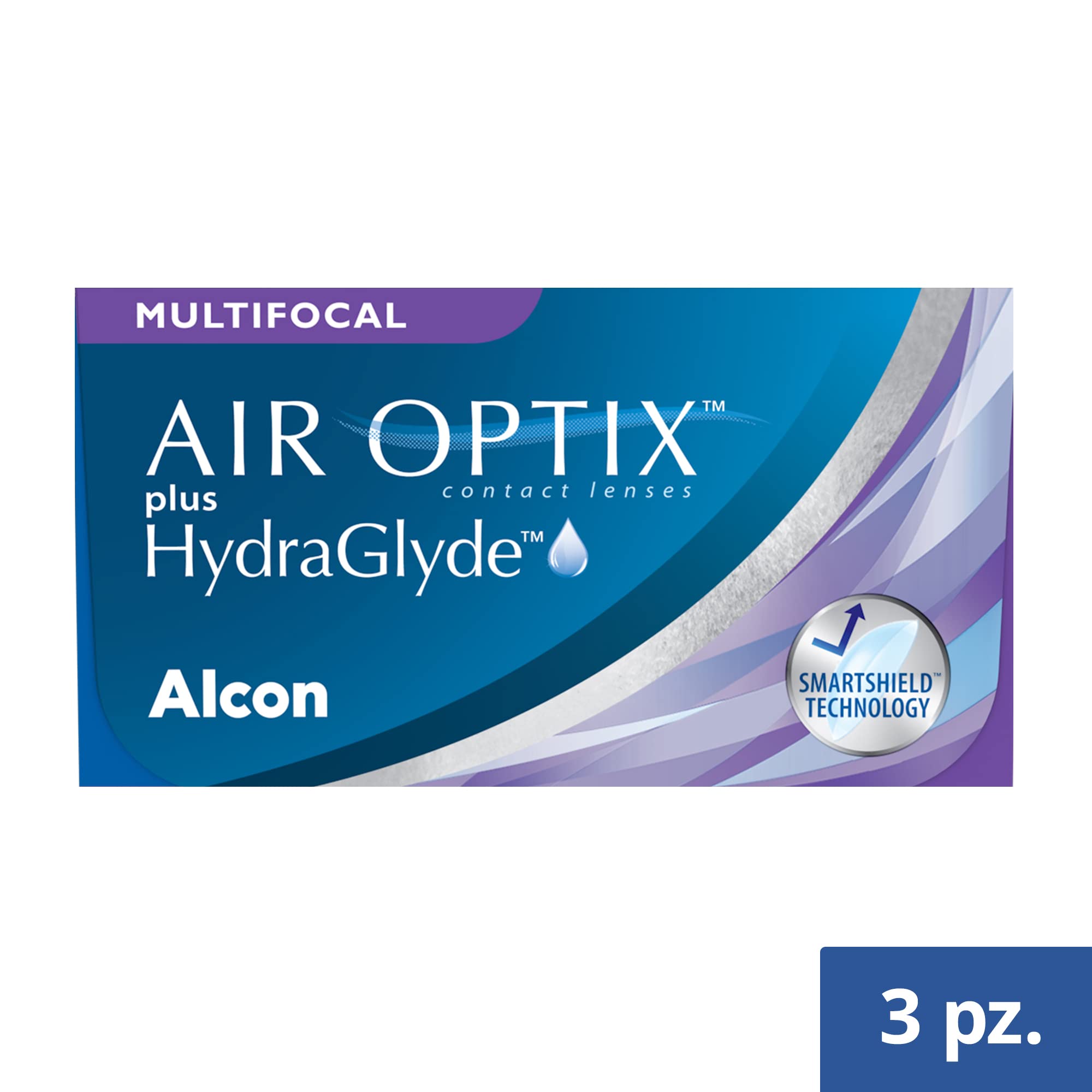 Air Optix Plus HydraGlyde Multifocal Lenti a Contatto Mensili, 3 Lenti, BC 8.6 mm, DIA 14.2 mm, ADD MED, +5.25 Diopt