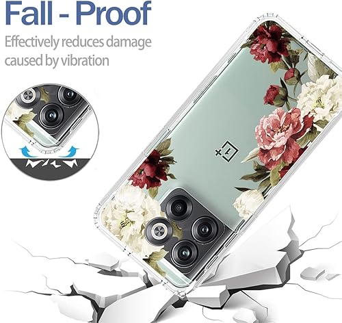 Miniatura 7 de Funda para teléfono para OnePlus 10T 5GOnePlus Ace Pro, CPH2415 con protector de pantalla de vidrio templado, bonito patrón floral transparente de