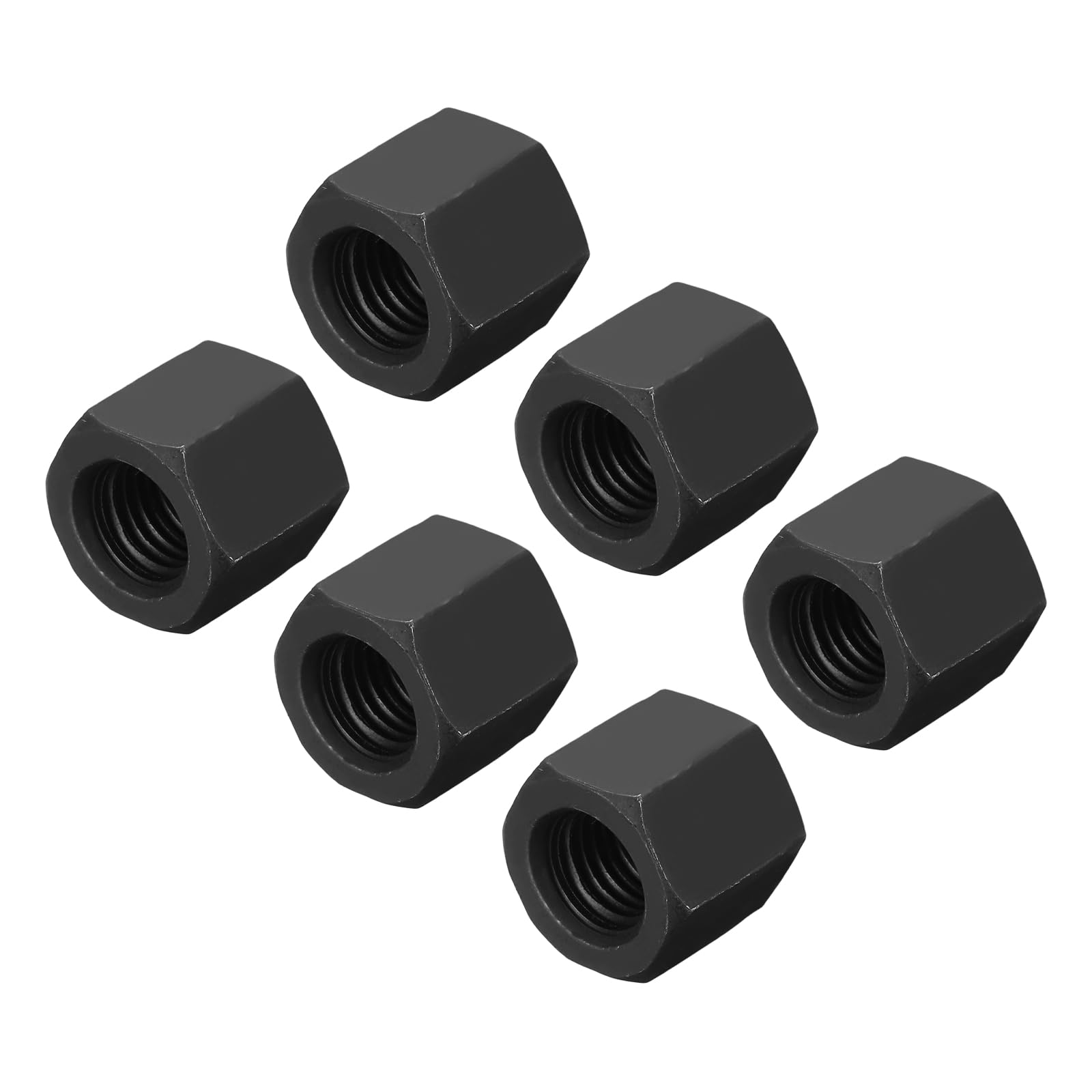 sourcing map M12x1.5mm Pitch Hex Coupling Nuts, 6Pcs 18mm / 0.7" Length Grade 10.9 Carbon Steel Fully Threaded Rod Coupling Nut Stud Fine Thread Pipe Connector Fasteners, Black — image 1