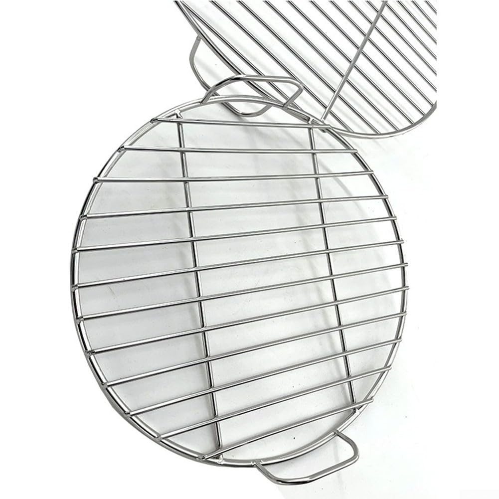 Rejilla redonda de acero inoxidable con asa, rejilla de cocción de 45 cm de diámetro para parrillas Weber 7432 y 57 cm, pieza de repuesto para barbacoa fácil de limpiar (45 cm)