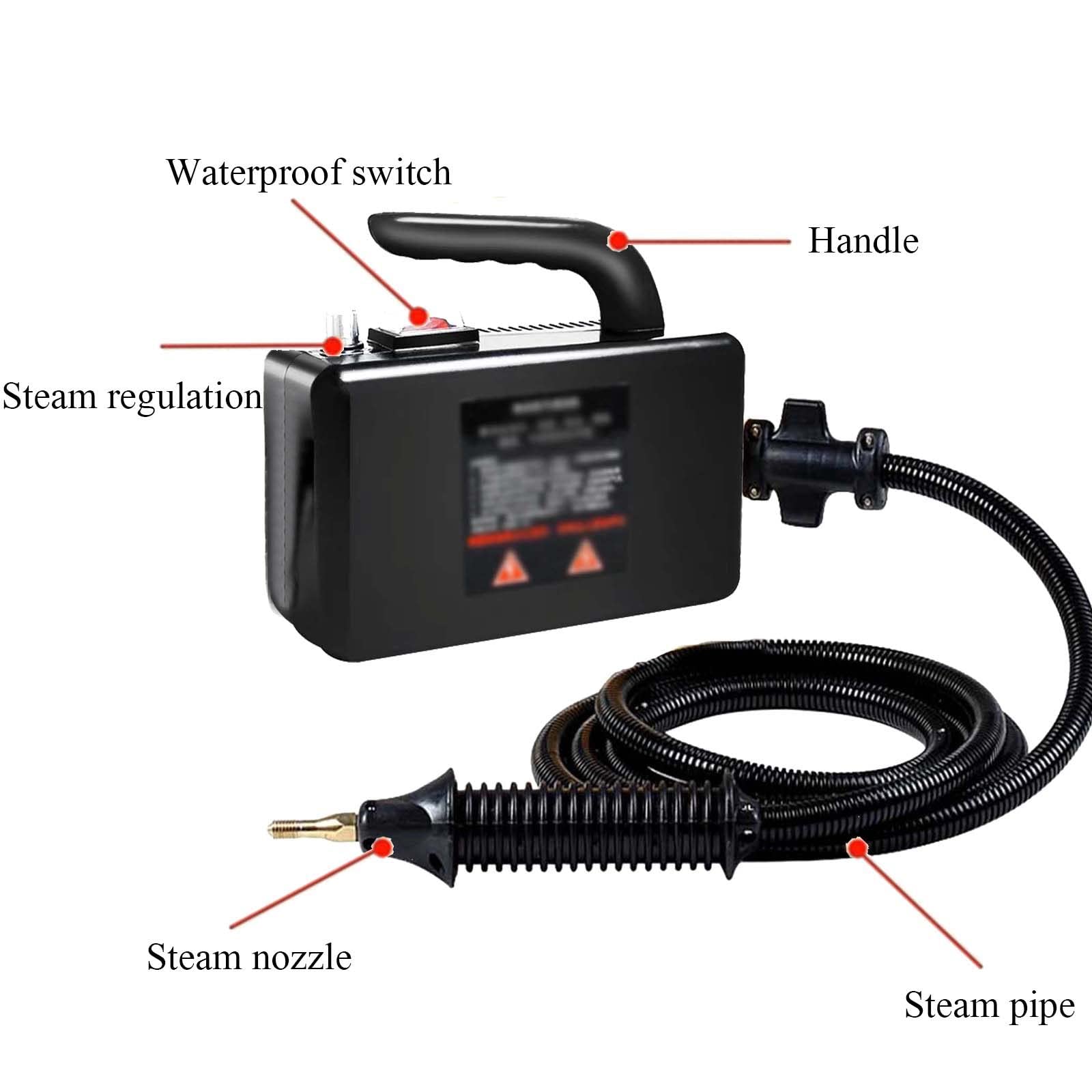Limpiador a vapor portátil Máquina de vapor portátil de alta temperatura de 2600 W Limpiador a vapor multifuncional inteligente para aceites pesados y manchas intensas en cocinas, automóviles, baños