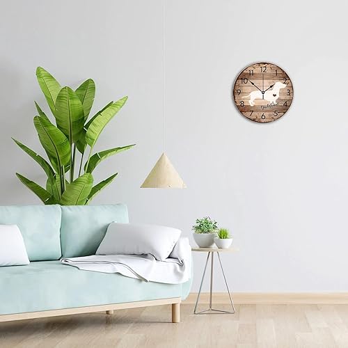 Miniatura 4 de Autravelco Reloj de pared silencioso sin tictac con movimiento de barrido, reloj de pared rústico, divertido regalo para amantes de las mascotas,