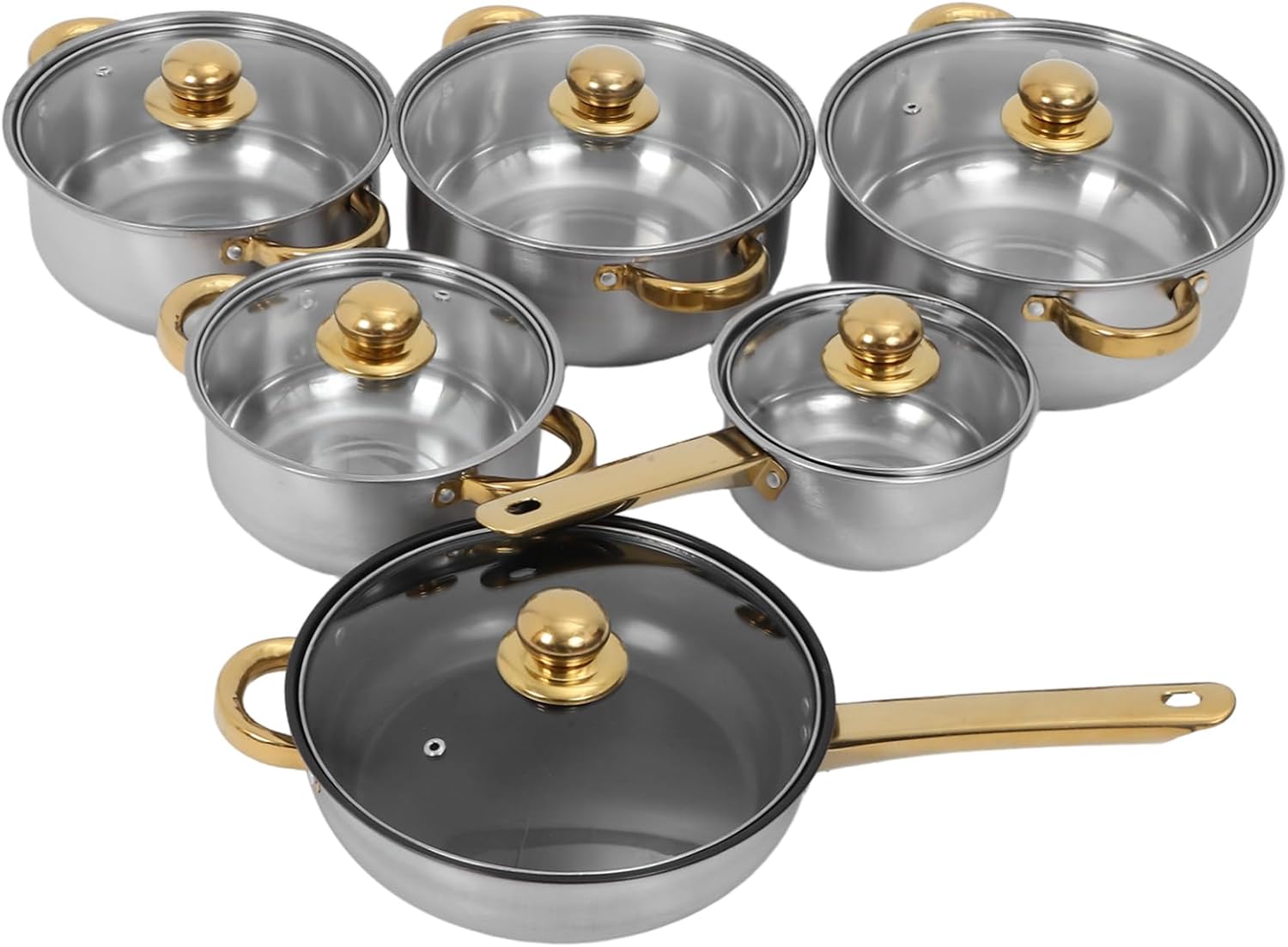 Uonlytech Stainless Steel Cookware Set with Detachable Handles Induction Compatible Pots and Pans for Home and Restaurant Cooking Even Heat Distribution Saucepan Stock Pot and Nonstick