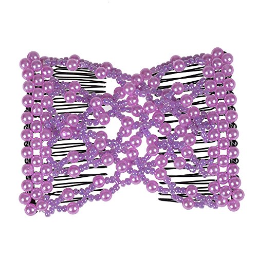 Lovef Crystal Bow Elastic Double Combs With Plastic Flowers Hair Clips, Hair Holder/Easy Comb 4Pcs #TOP4