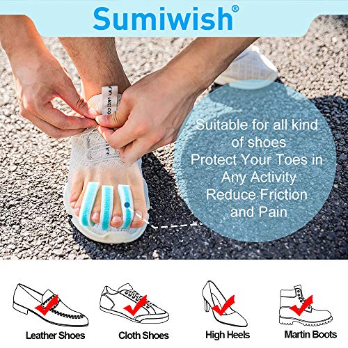 Image of Sumiwish Foam Toe Separators, 10 Pack Breathable Toe Spacers, Reduce Friction and Relieve Corns Pain, Overlapping Toes Corrector - (Blue)
