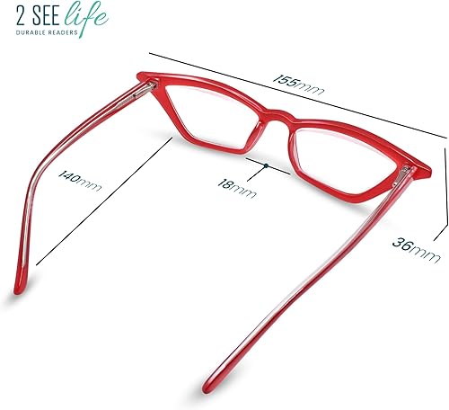 Miniatura 7 de Lentes de lectura Red Funky Cat Eye para mujer para lucir elegante, a la moda con alta visión, cómodos para todas las formas de cara, lentes de