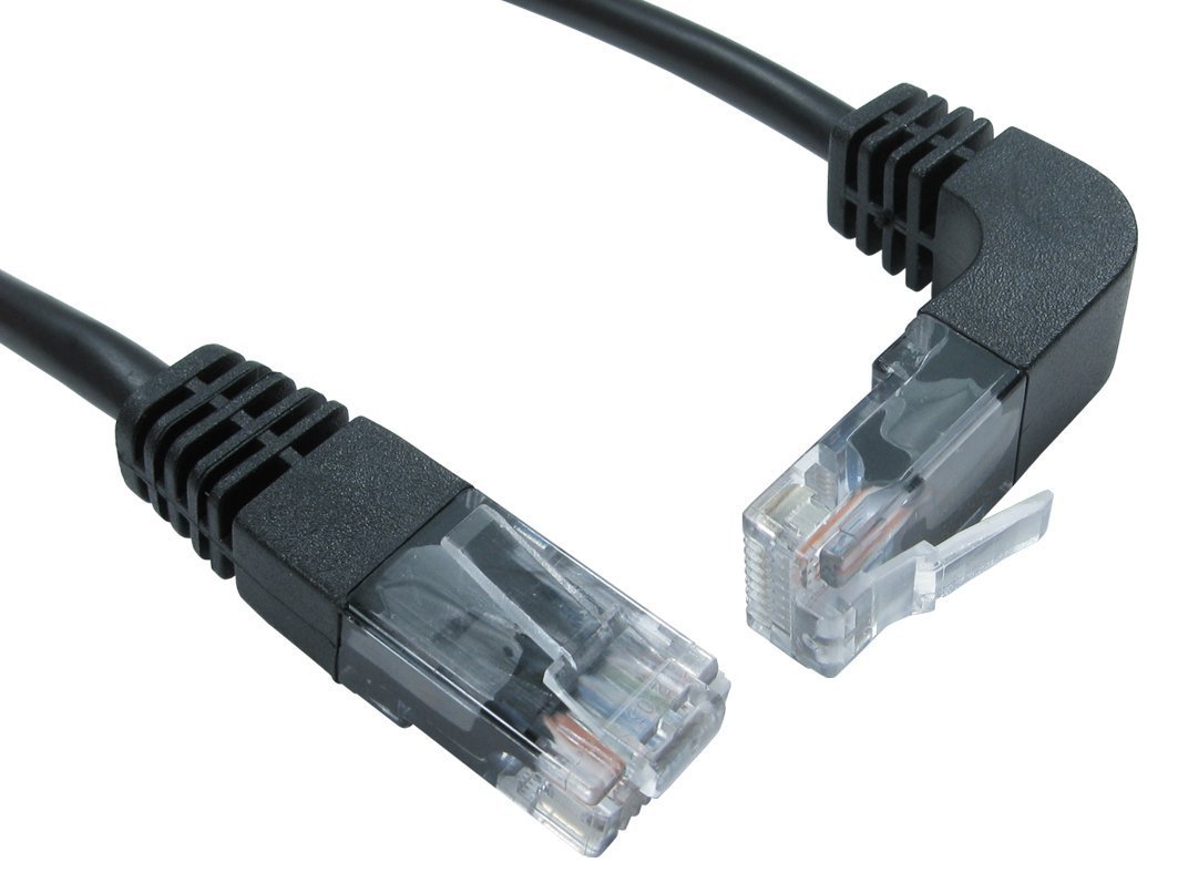 rhinocables RJ45 Network Cable Straight to Right Angle UP 90 Degree CAT5e Ethernet Lead '3m'