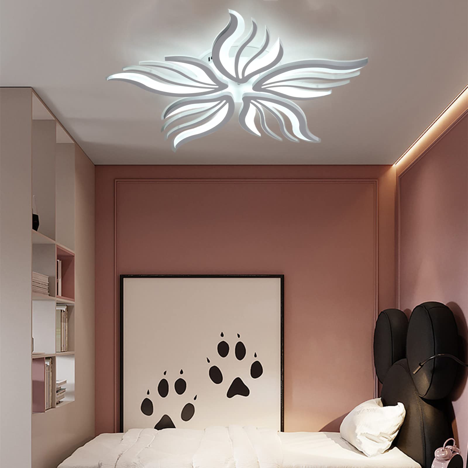 Plafonnier LED Dimmable 48W avec Télécommande Changement de Couleur Lumière Salon Chambre Blanc