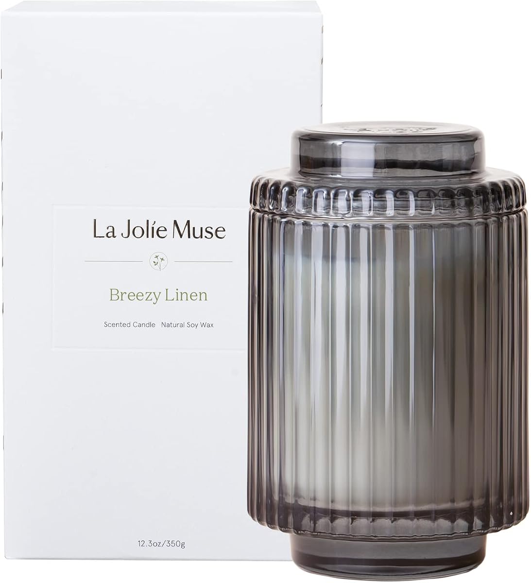 Vela perfumada de lino, velas para el hogar, velas en tarro de lujo, regalos para mujeres y hombres, 80 horas de combustión larga, 12.3 oz